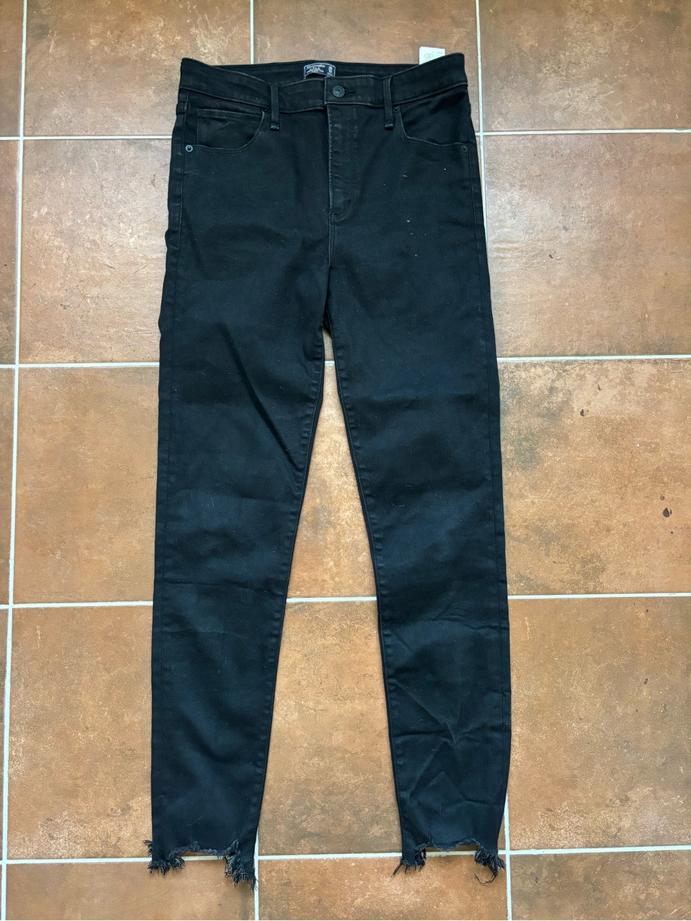 Abercrombie & Fitch Black Simone High-Rise Skinny Jeans with Raw Hem
